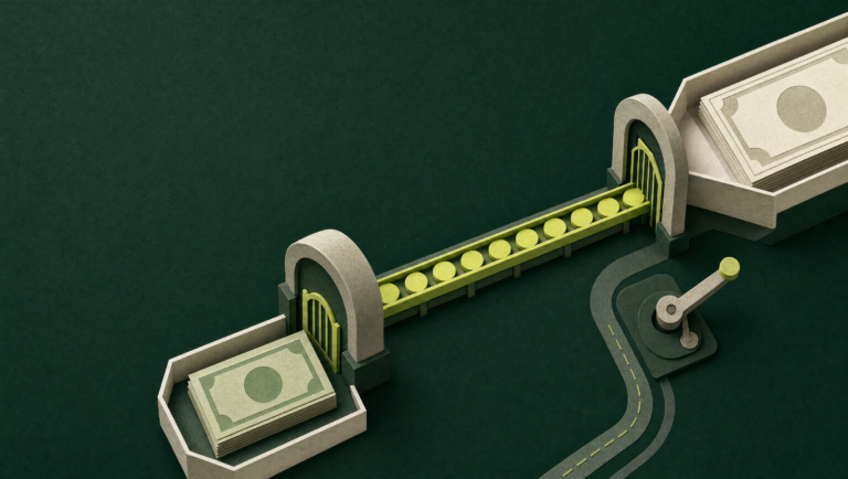 Stablecoin settlement route illustration showing cash, token rail and fallback